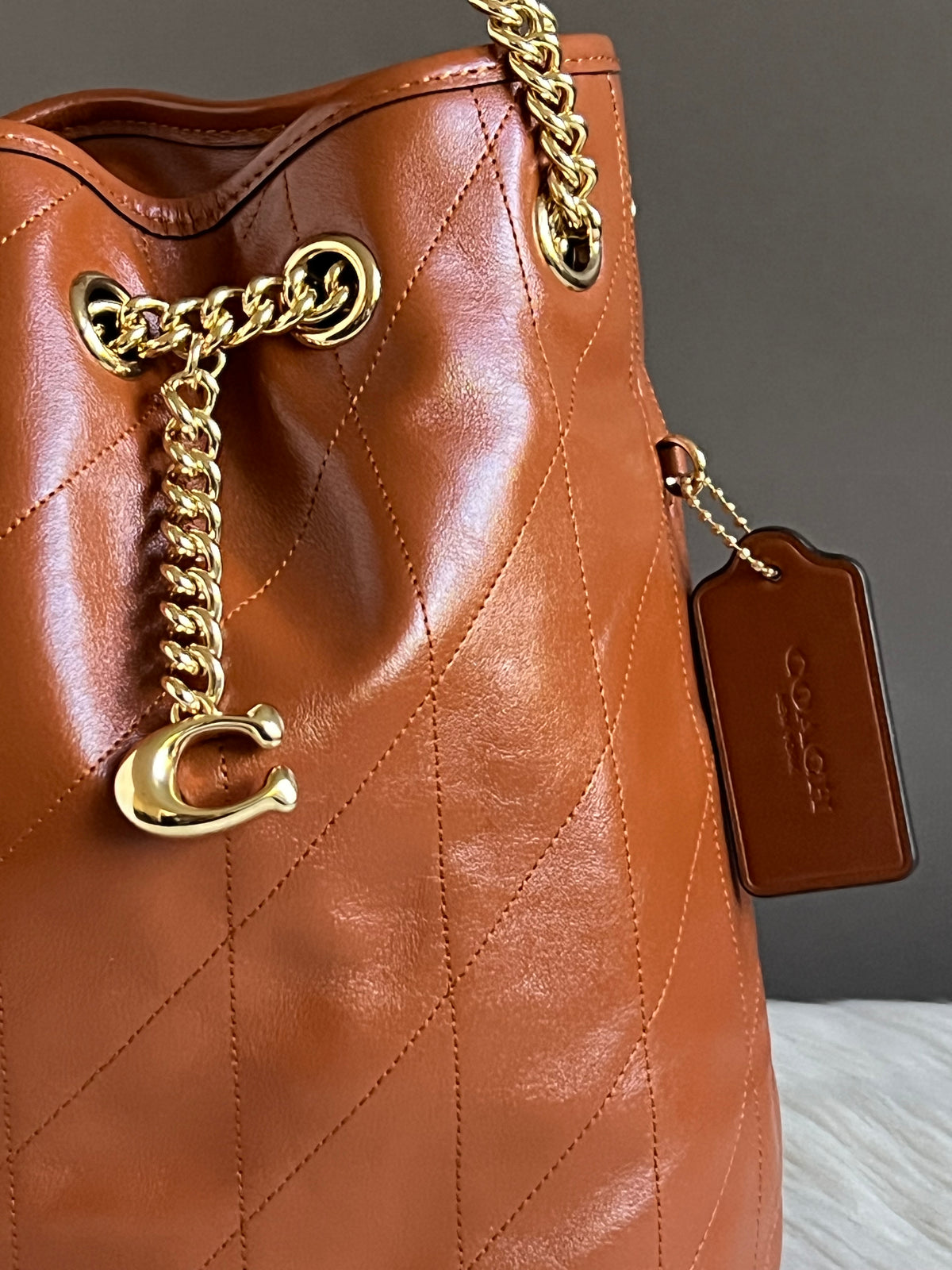 CES33 - Coach Evelyn Shoulder Bag with Quilting and Charm