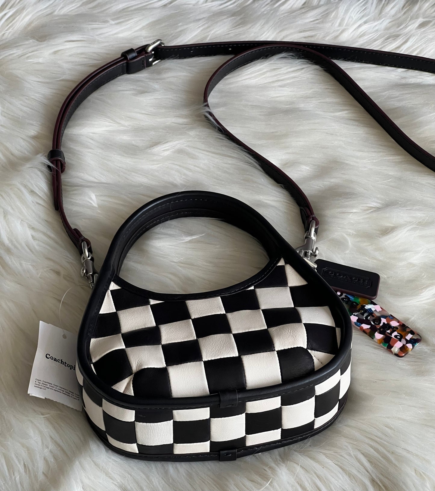 Coach Mini Ergo Bag with Crossbody Strap in Checker Board Upcrafted Leather