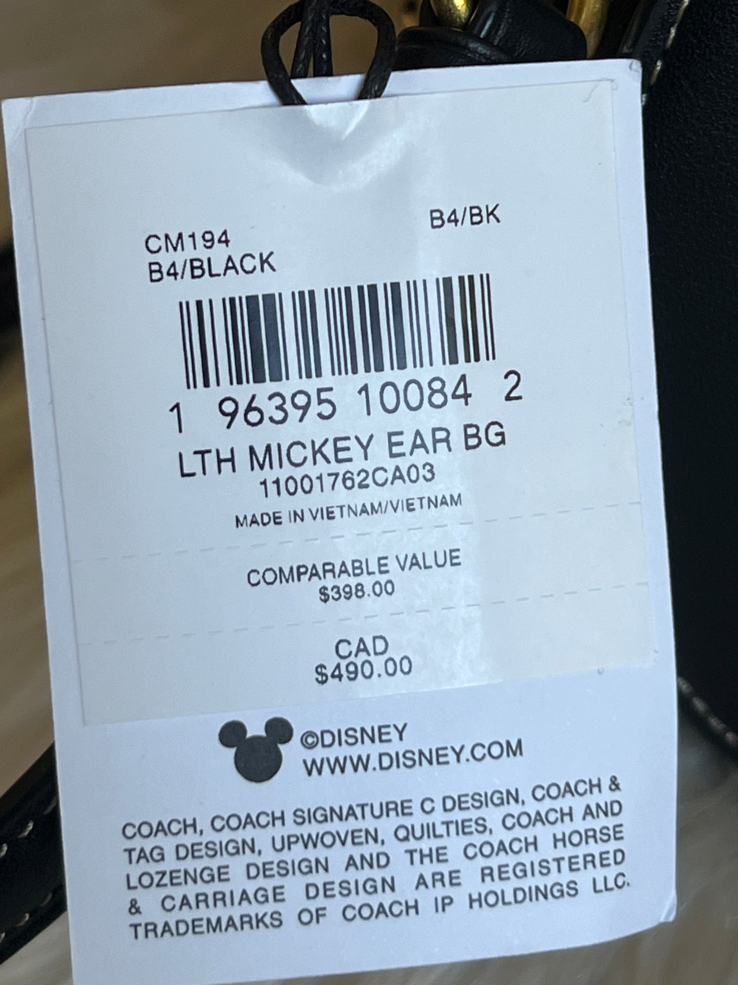 Disney X Coach Mickey Mouse Ear Bag