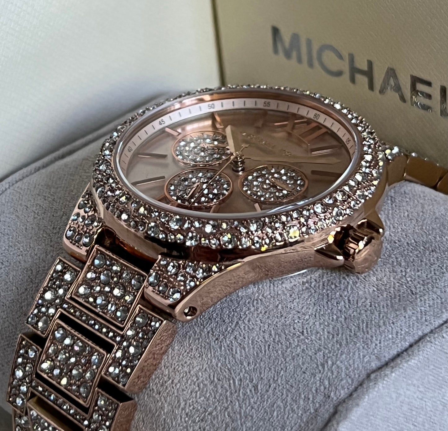 Michael Kors Oversized Camille Pavé Rose Gold-Tone Watch