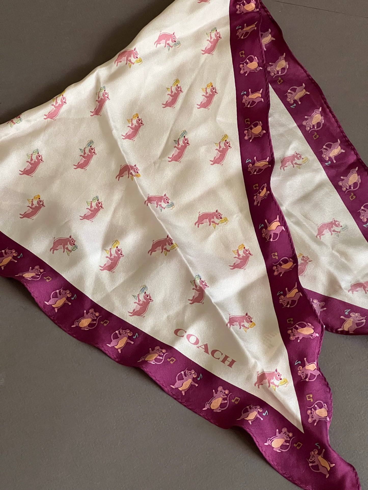 Coach Party Pig Silk Diamond Scarf