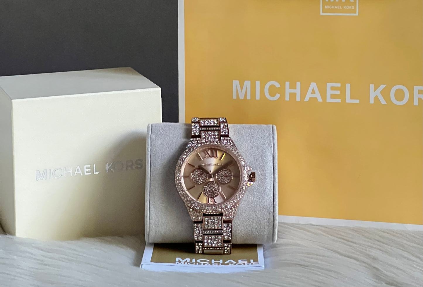 Michael Kors Oversized Camille Pavé Rose Gold-Tone Watch