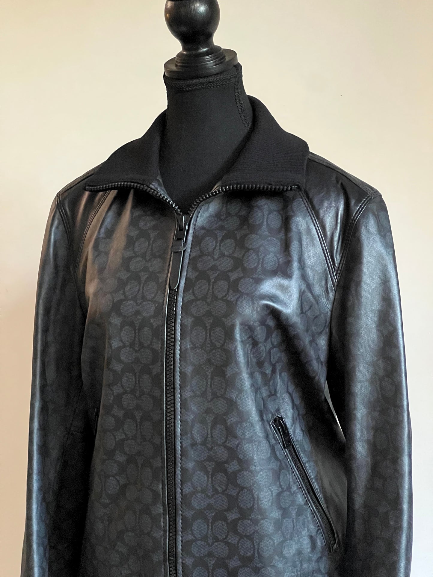 Coach Signature Leather Track Jacket