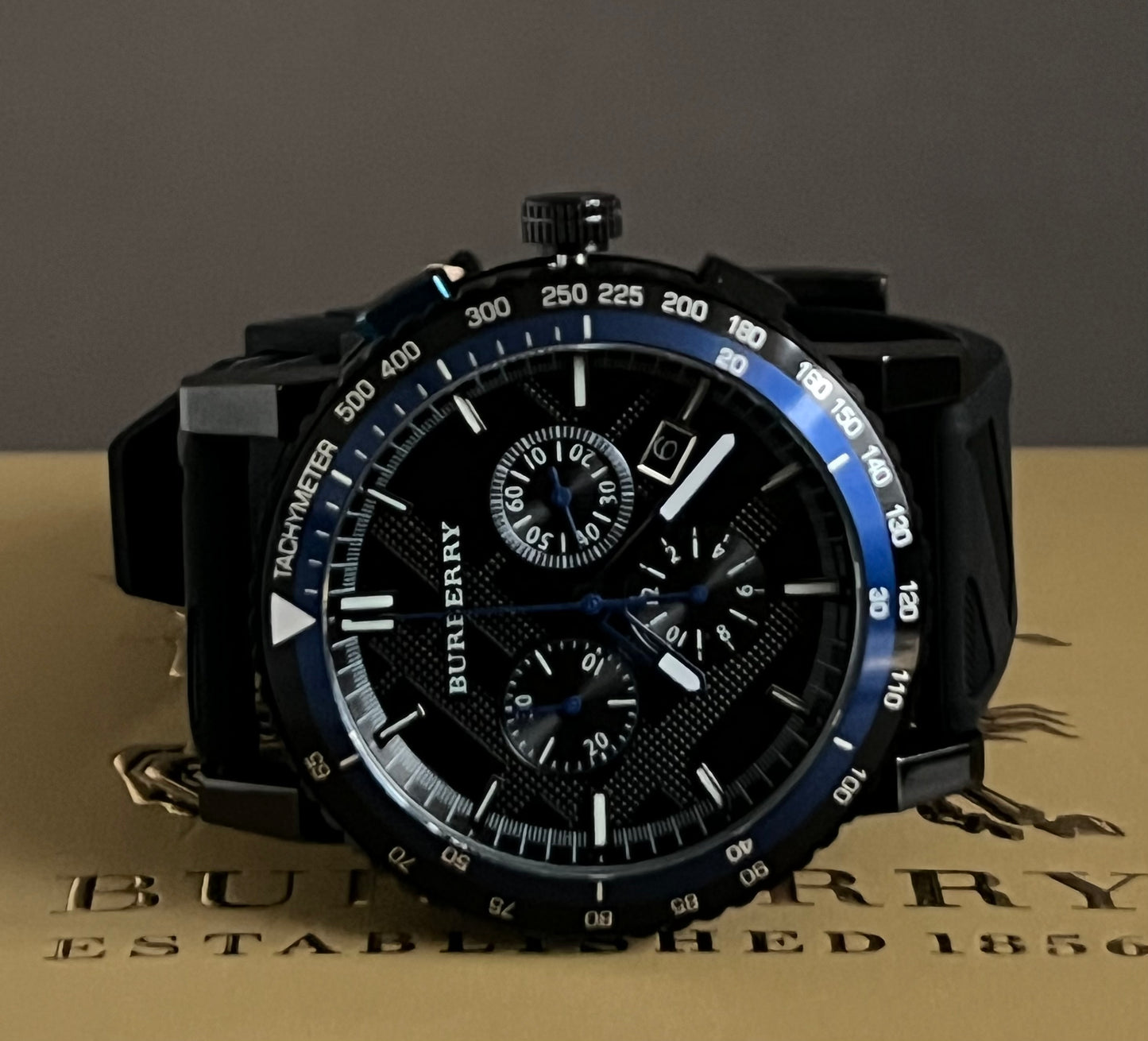 Burberry The City Sport Chronograph Black Rubber Strap Watch