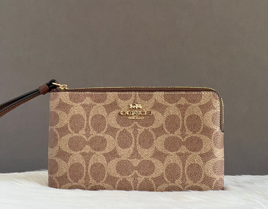 Coach Large Corner Zip Wristlet in Signature Canvas