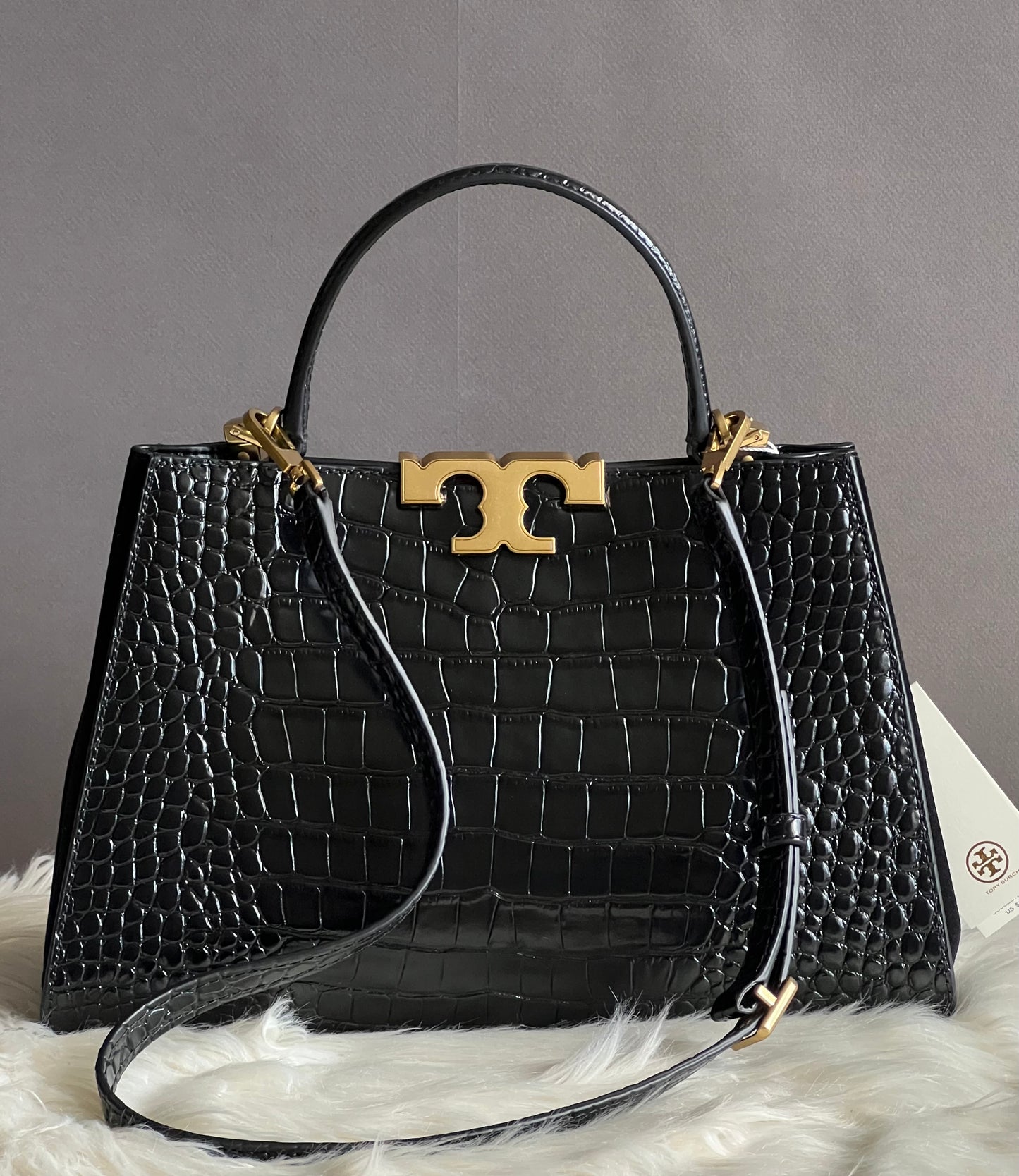 Tory Burch Eleanor Croc Embossed Satchel