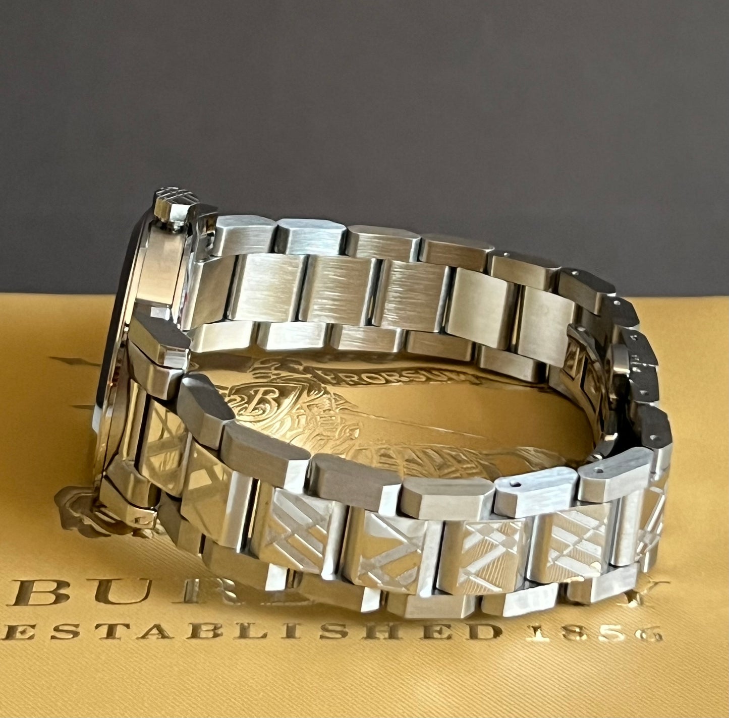 Burberry Women Silver Check Stamp Stainless Steel Watch