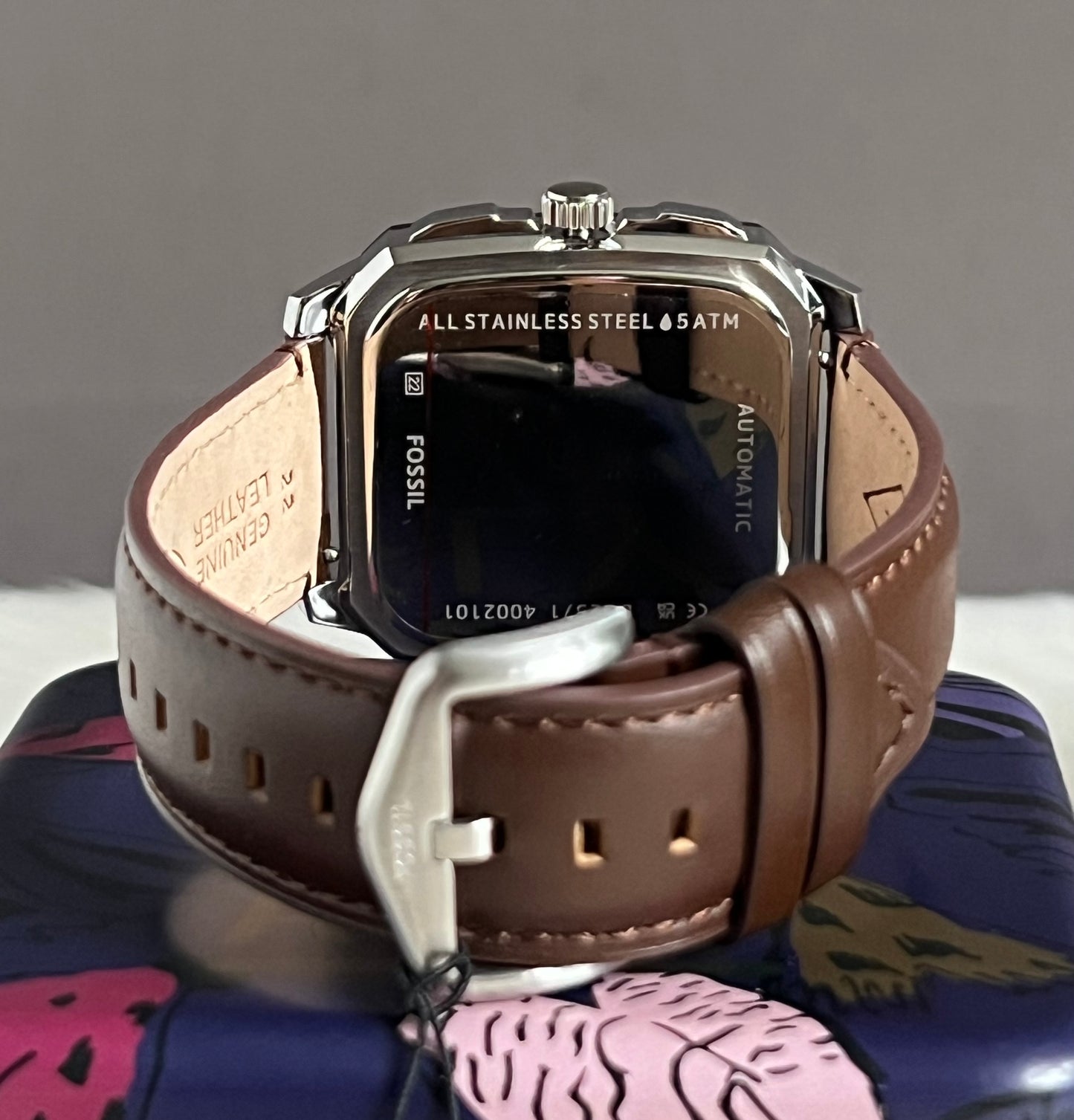 Fossil Men’s Inscription Automatic Leather Strap Watch