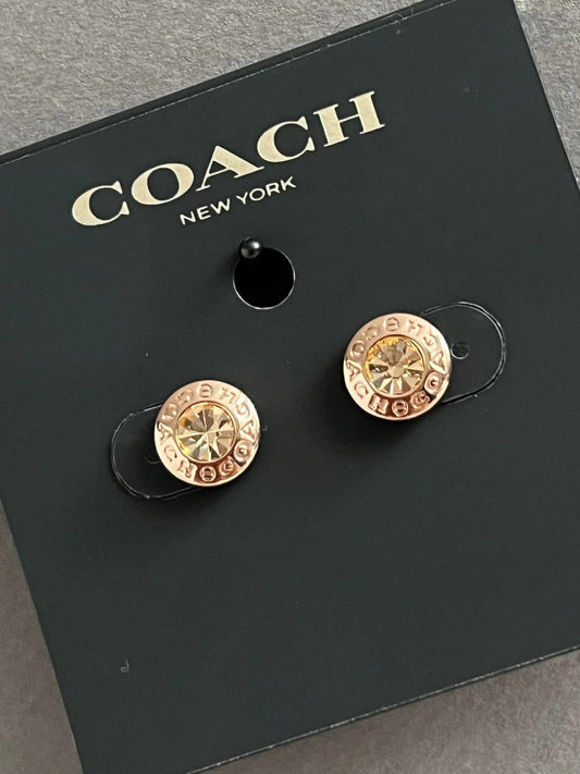 Coach Open Circle Stone Strand Earrings