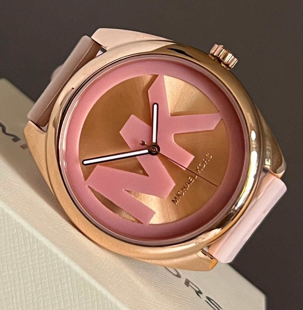 Michael Women’s Kors Janelle Three-Hand Pink Silicone Watch