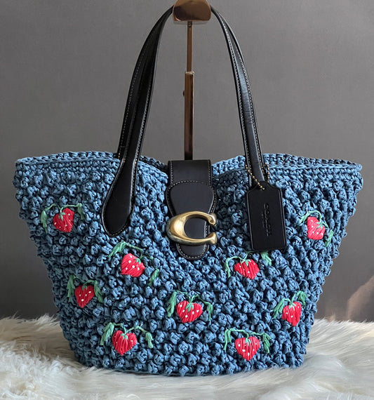 Coach Small Tote with Strawberry Embroidery