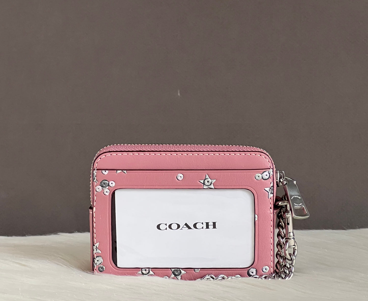 Coach Zip Card Case In Star Print