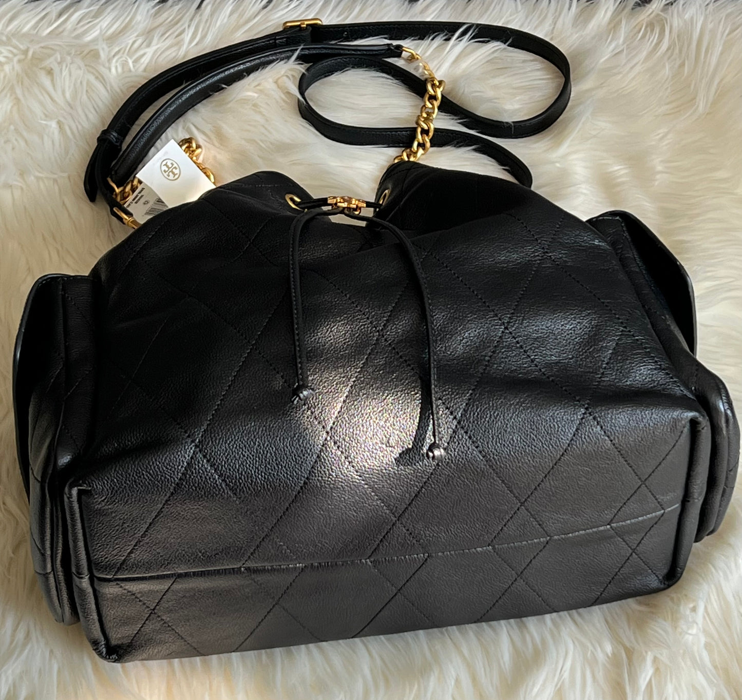 Tory Burch Charlie Large Quilted Drawstring Shoulder Bag