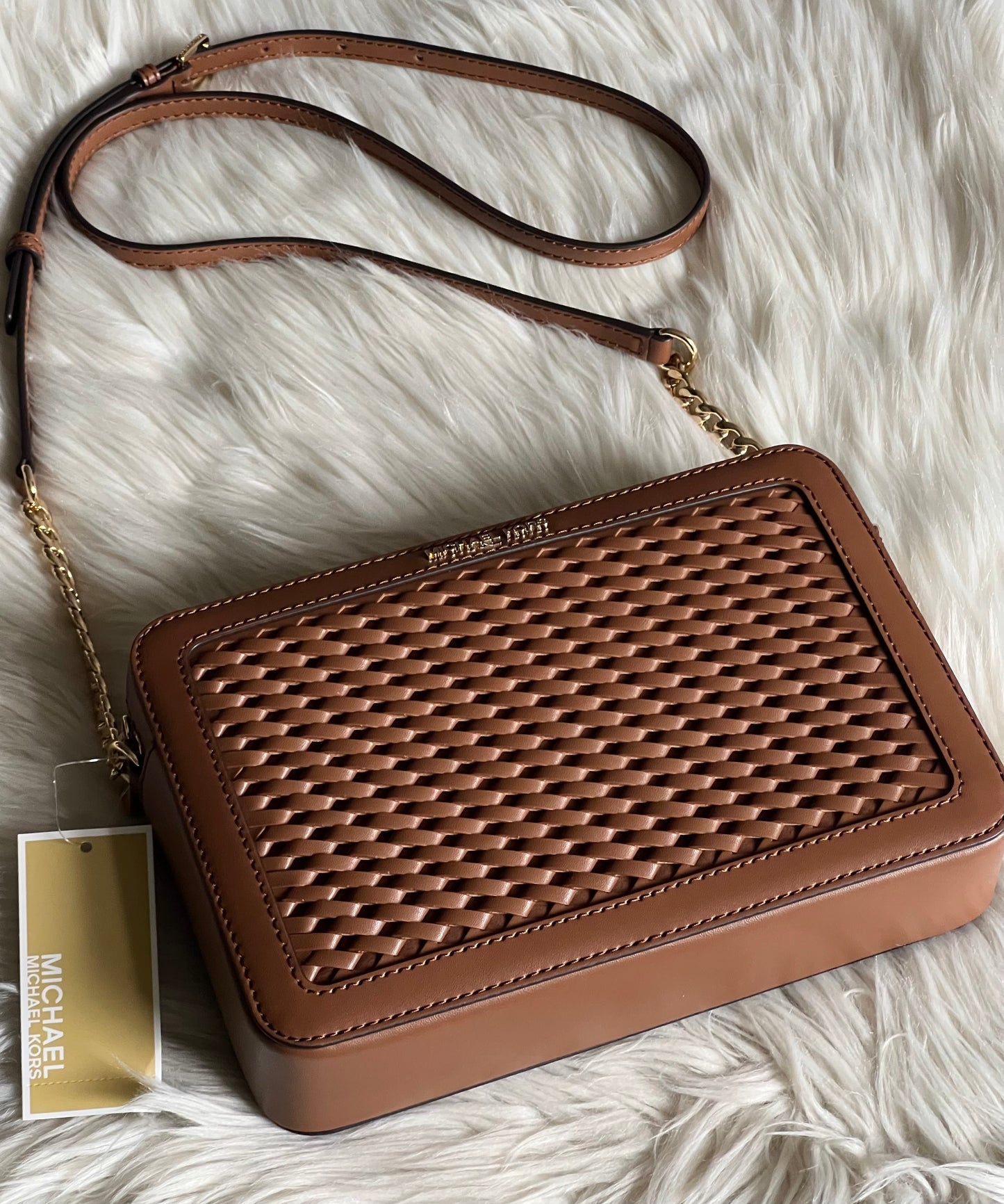 Michael Kors Jet Set Large Woven Crossbody Bag