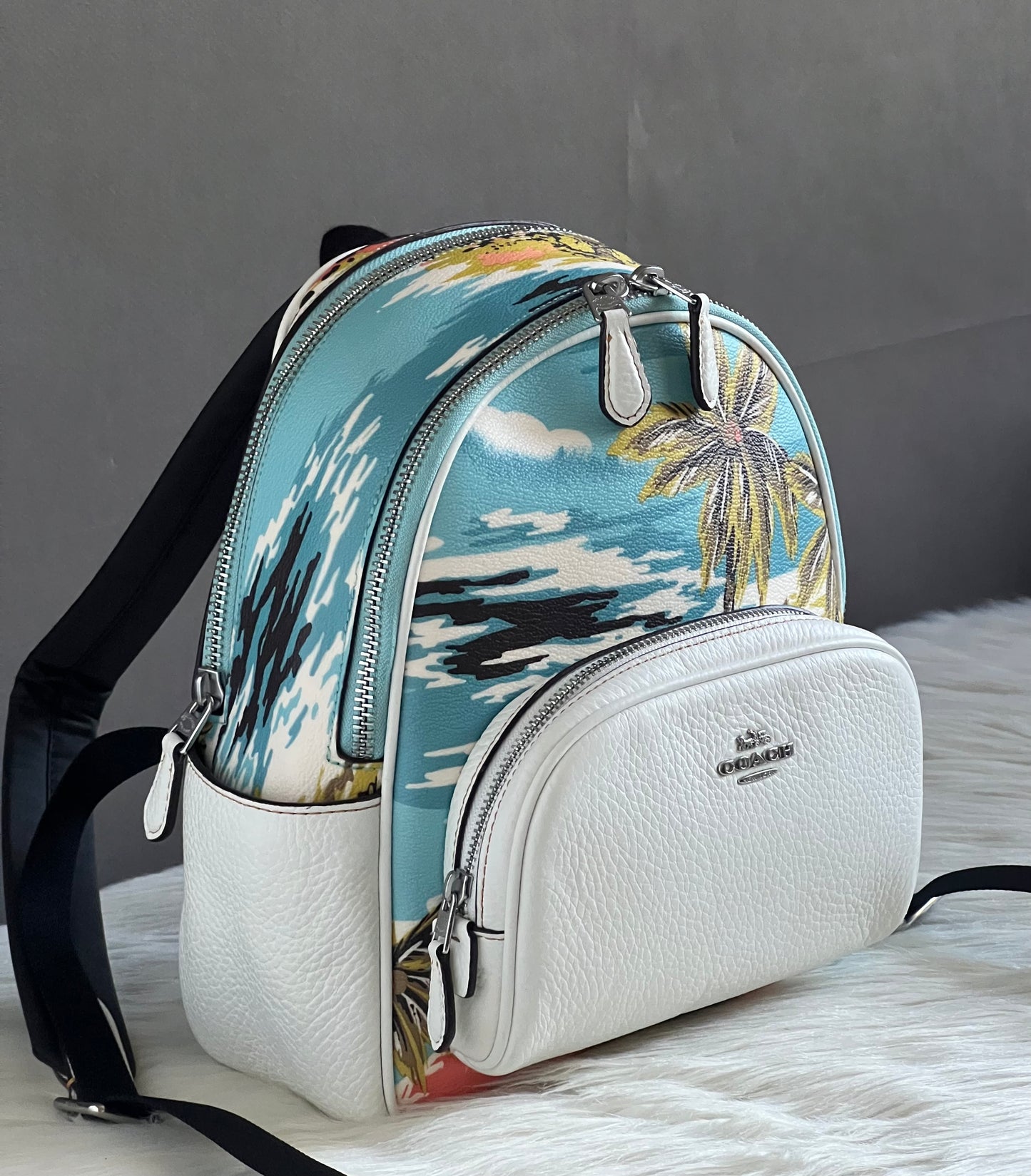 Coach Mini Court Backpack With Hawaiian Print