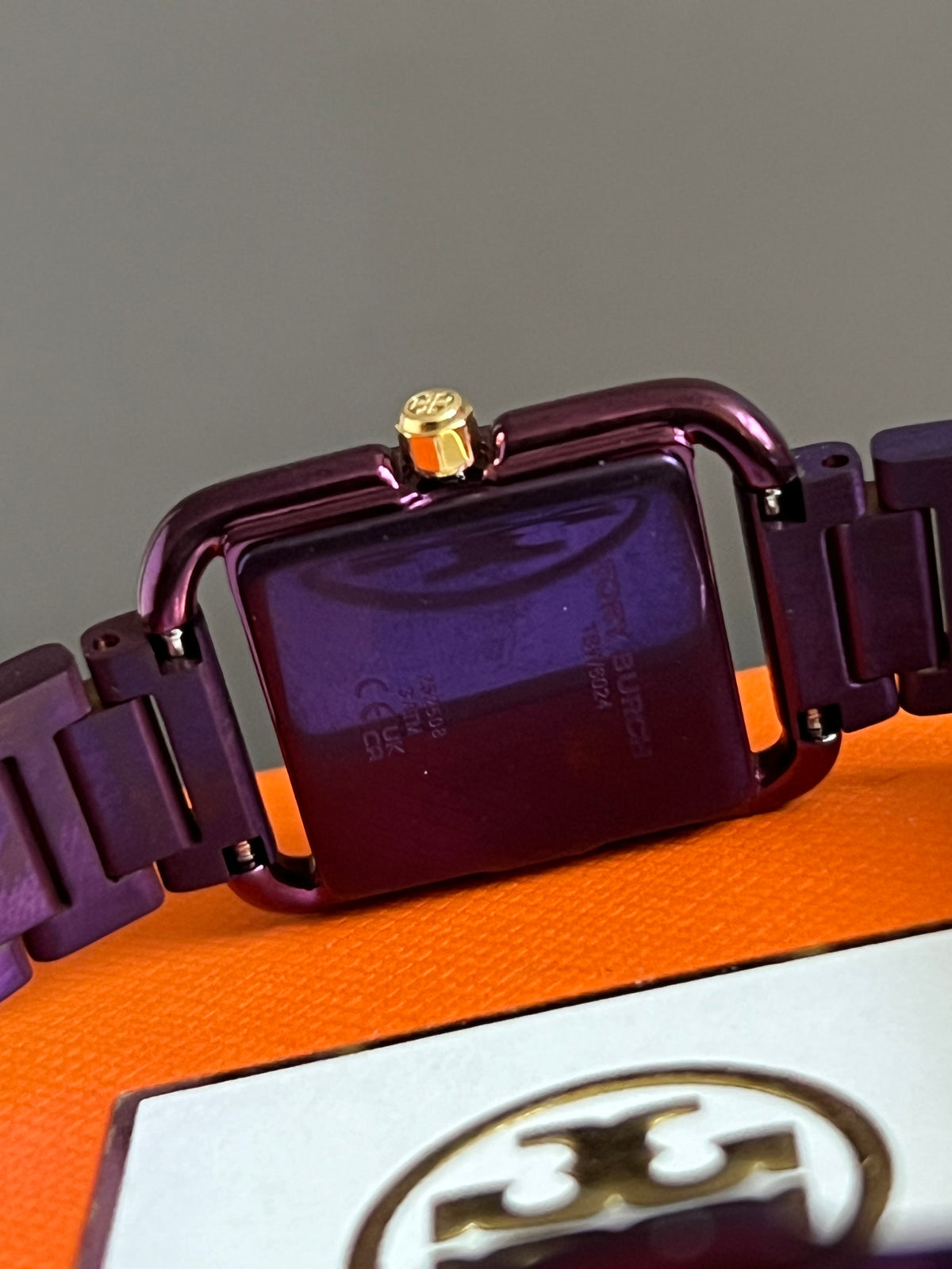 Tory Burch The Kira Square Purple Stainless Watch