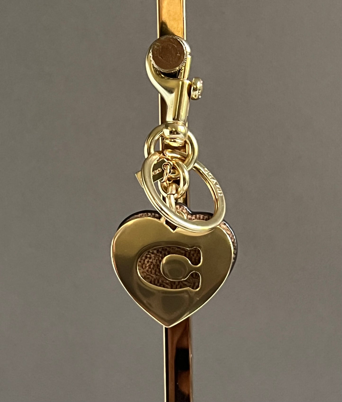 Coach Hearts Key Ring in Signature Canvas