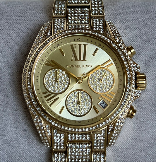 Michael Kors Women’s Mini Bradshaw Gold Dial Crystal Pavé Watch