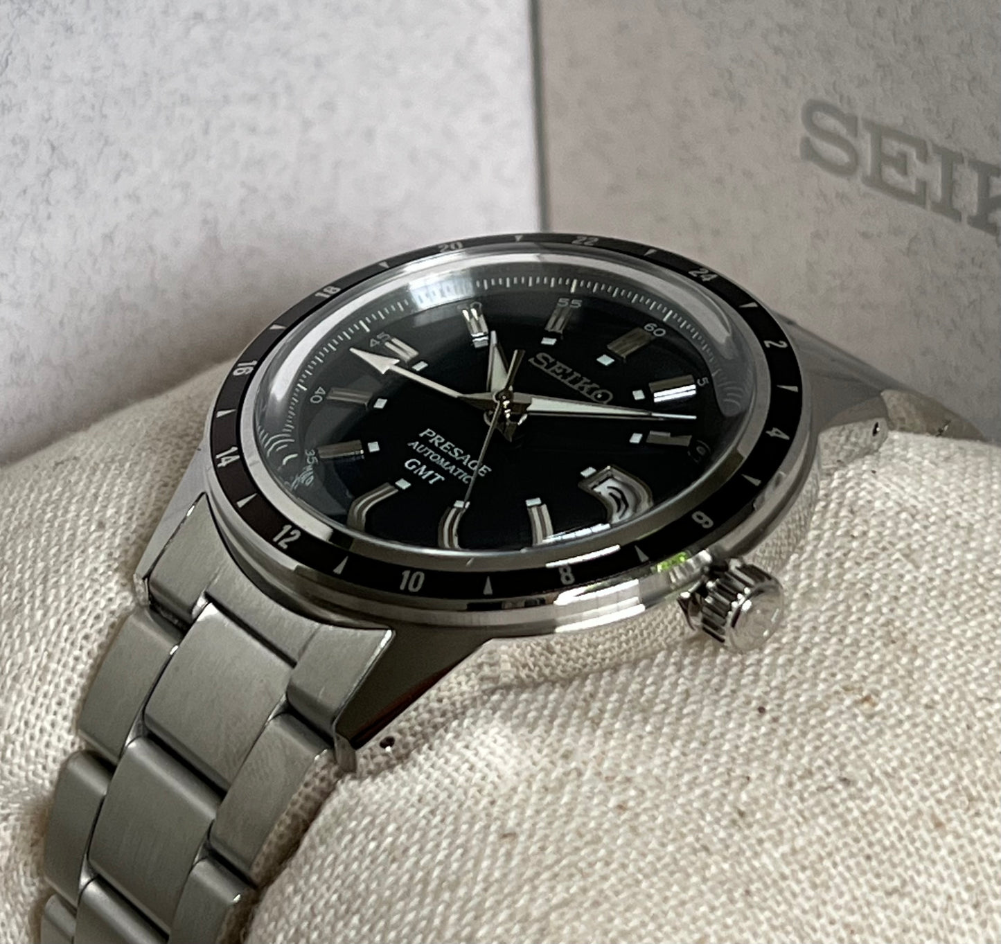 Seiko Men’s Presage Automatic GMT Watch