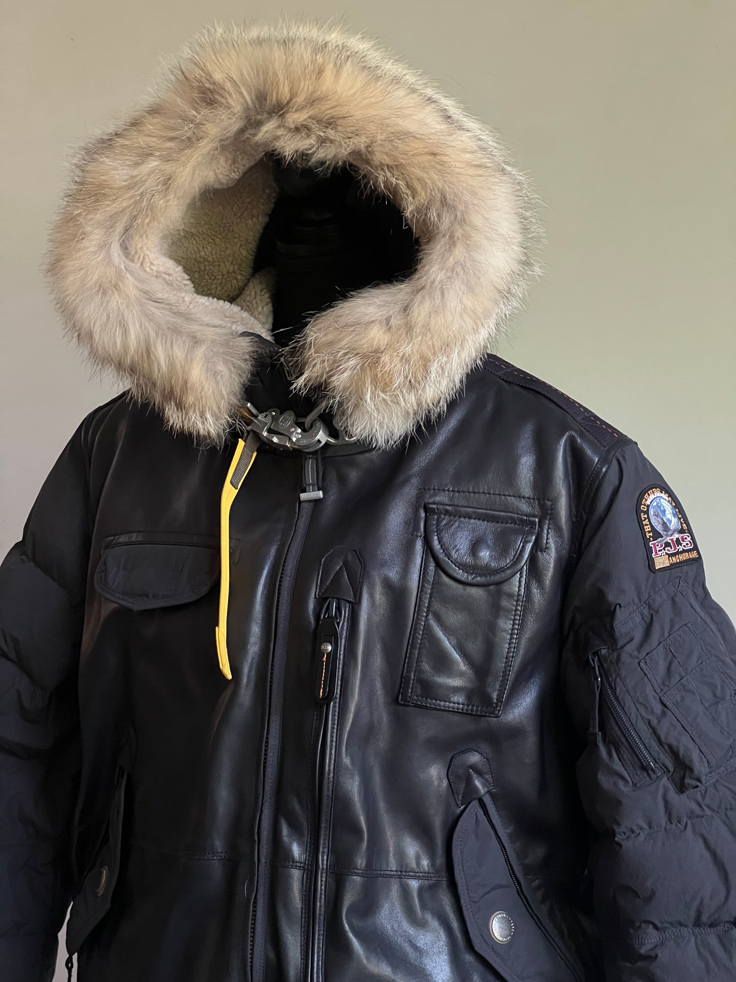 Parajumpers Grizzly Down Bomber Jacket with Genuine Coyote Fur Trim