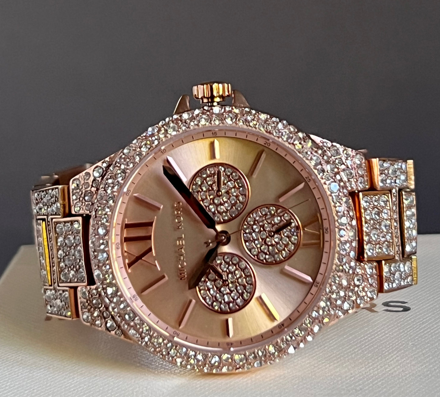 Michael Kors Oversized Camille Pavé Rose Gold-Tone Watch