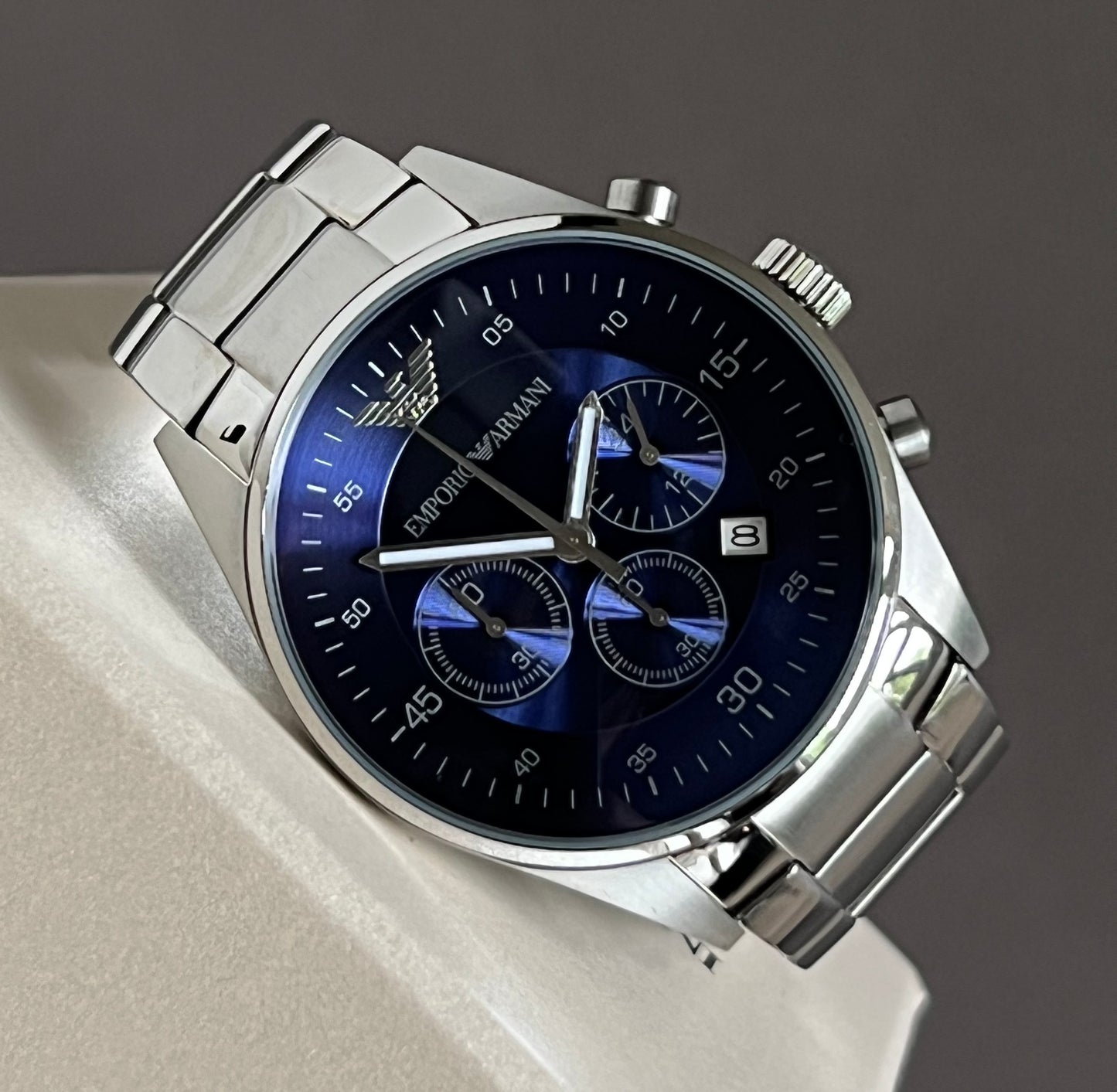 Emporio Armani Men’s Sport Steel Blue Dial Chronograph Watch