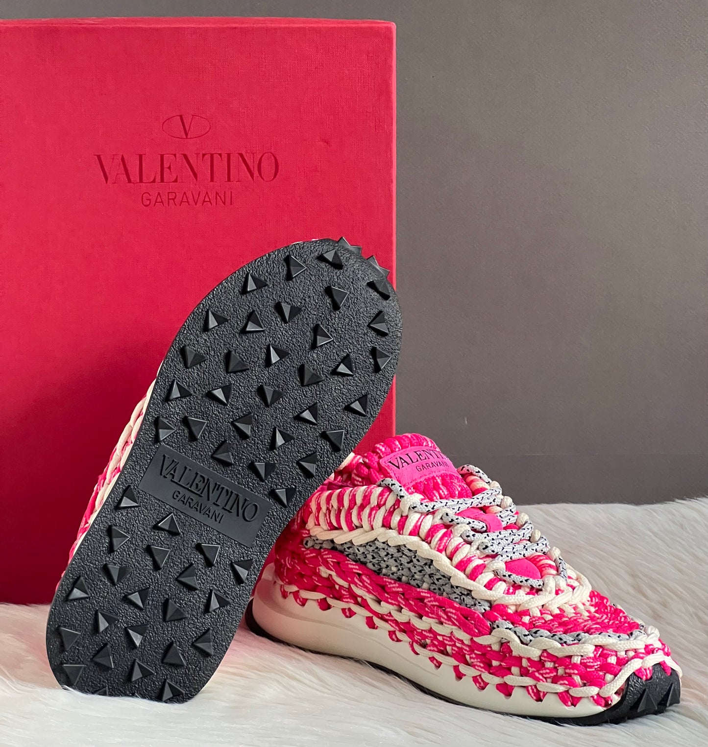 Valentino Garavani Knotted Macrame Crochet Sneakers
