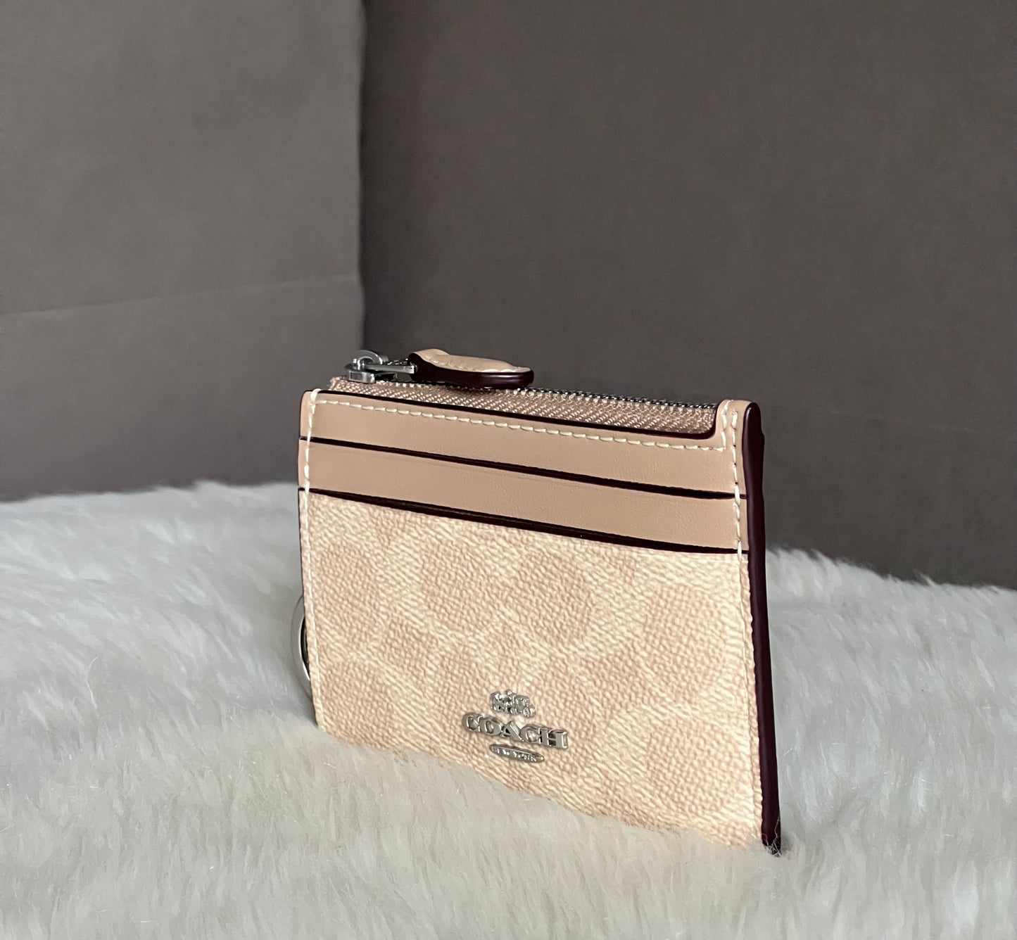 Coach Mini Skinny Id Case In Signature Canvas