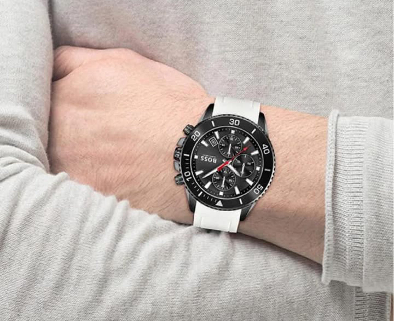 Hugo Boss Men’s Admiral Chronograph White Rubber Watch