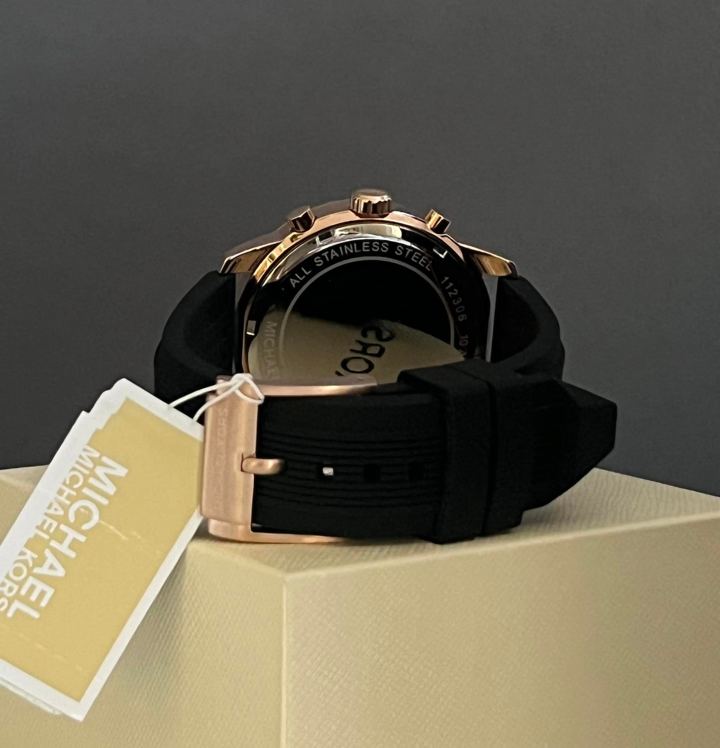 Michael Kors Men’s Oversized Oversized Cunningham Rose Gold-Tone Silicone Watch