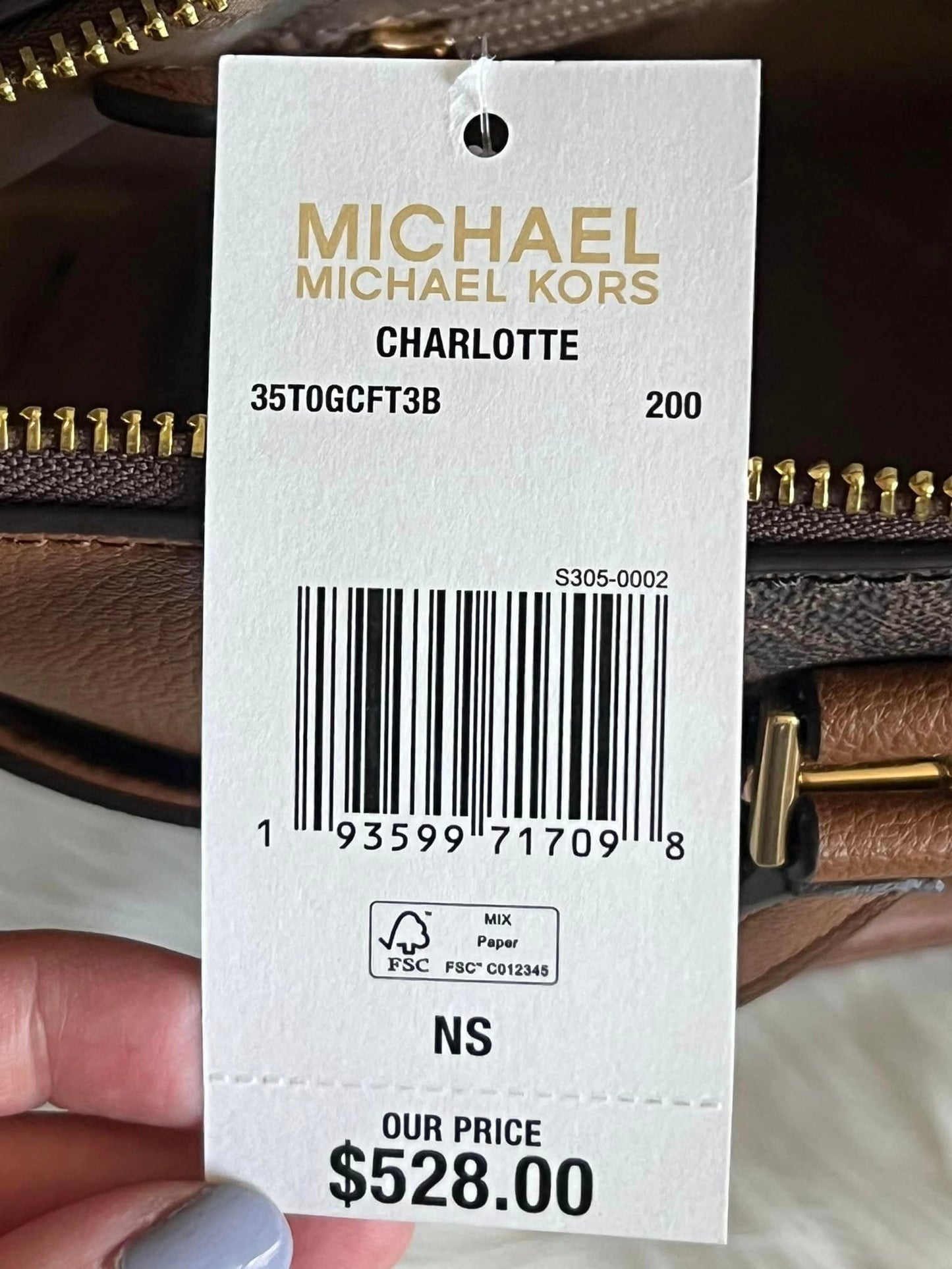 Michael Kors Charlotte Large Logo and Leather Top-Zip Tote Bag