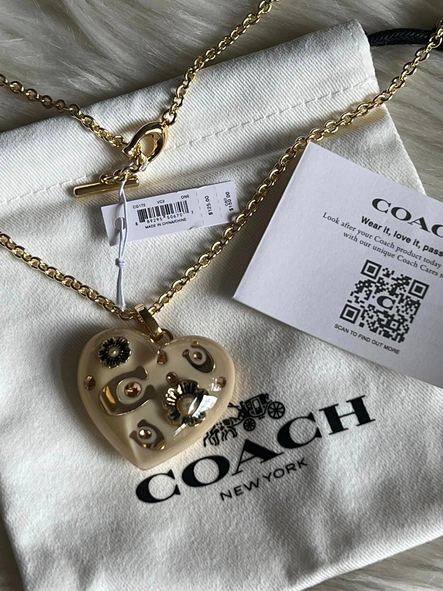 Coach Signature Heart Pendant Necklace