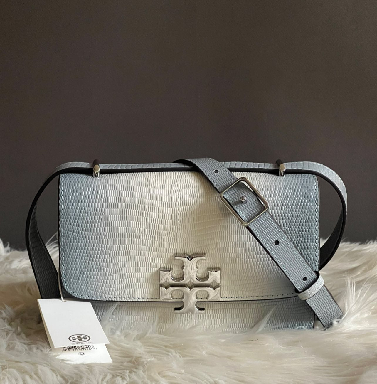 Tory Burch Eleanor Lizard Small Convertible Shoulder Bag