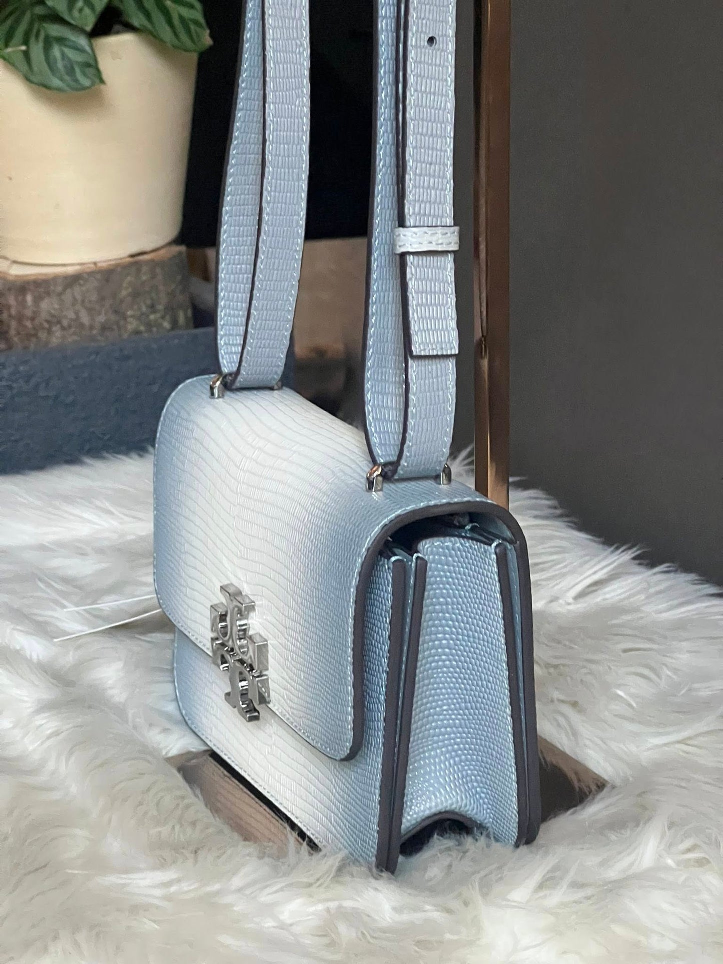 Tory Burch Eleanor Lizard Small Convertible Shoulder Bag