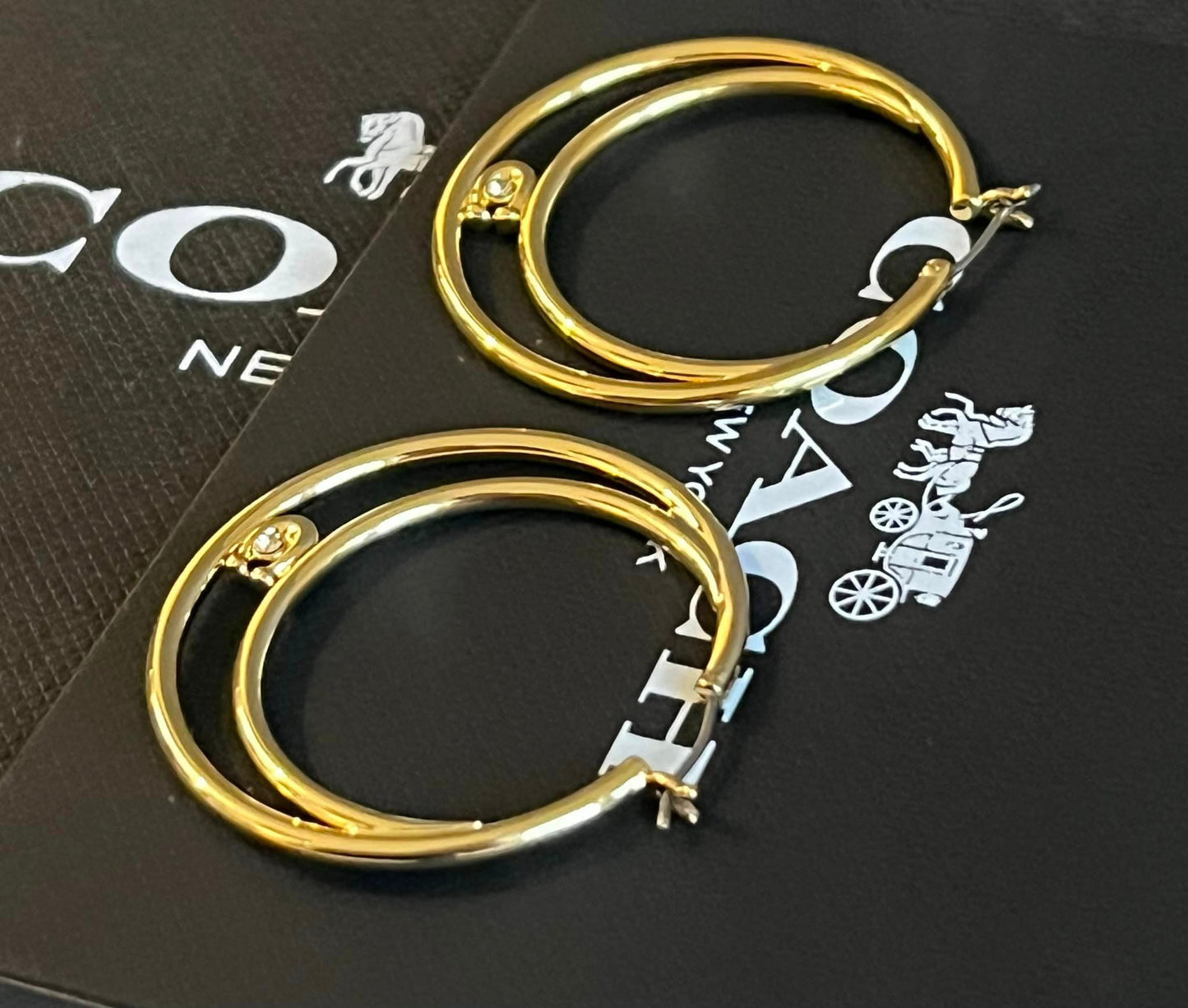 Coach Signature Double Hoop Earrings