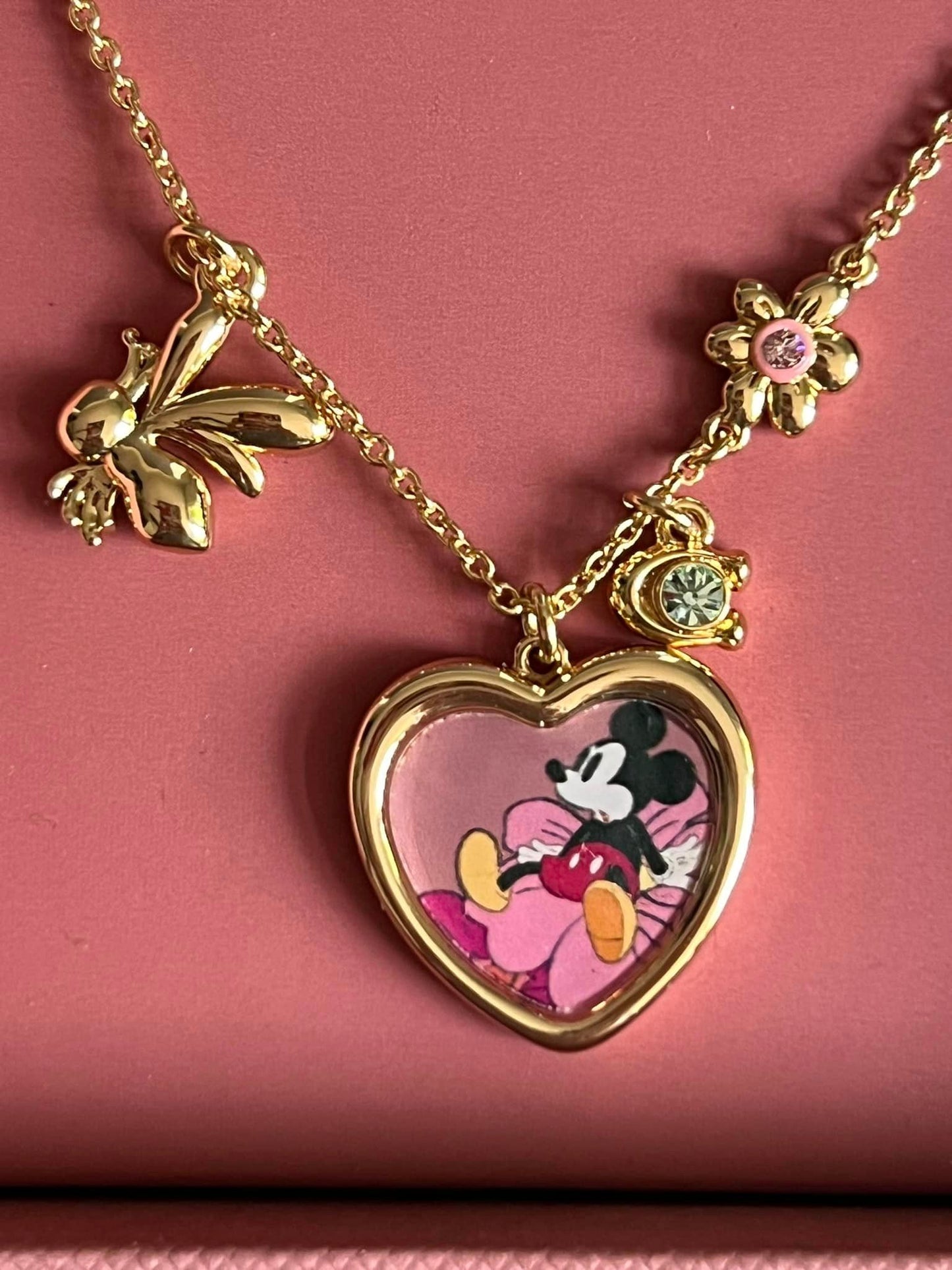 Disney X Coach Mickey Mouse Flower Bee Pendant Necklace