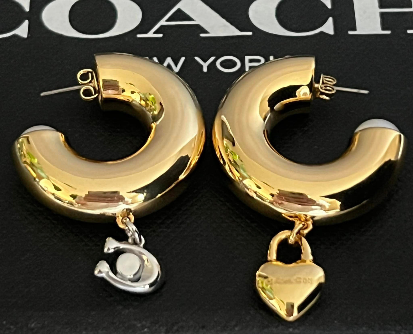 Coach Signature Heart Chubby Hoop Earrings