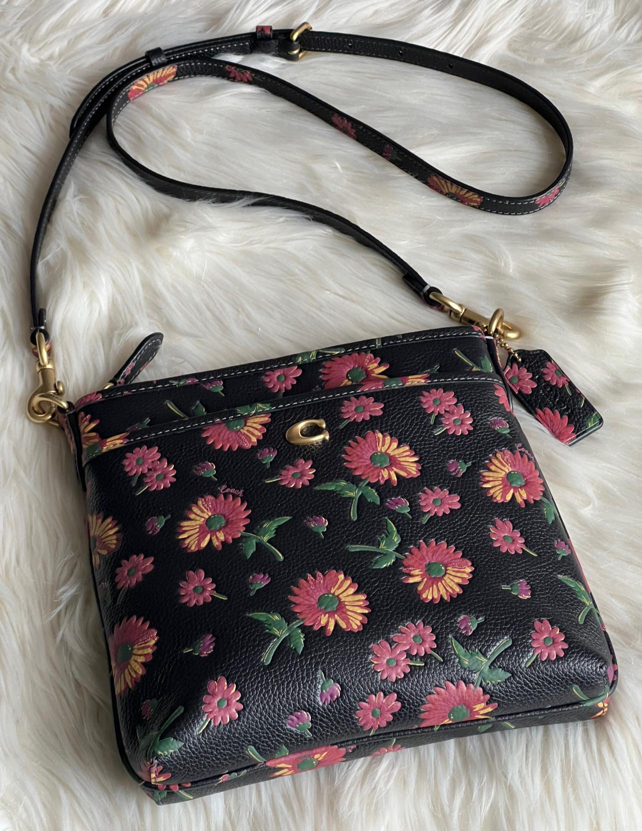 Coach Kitt Messenger Crossbody Bag with Floral Print