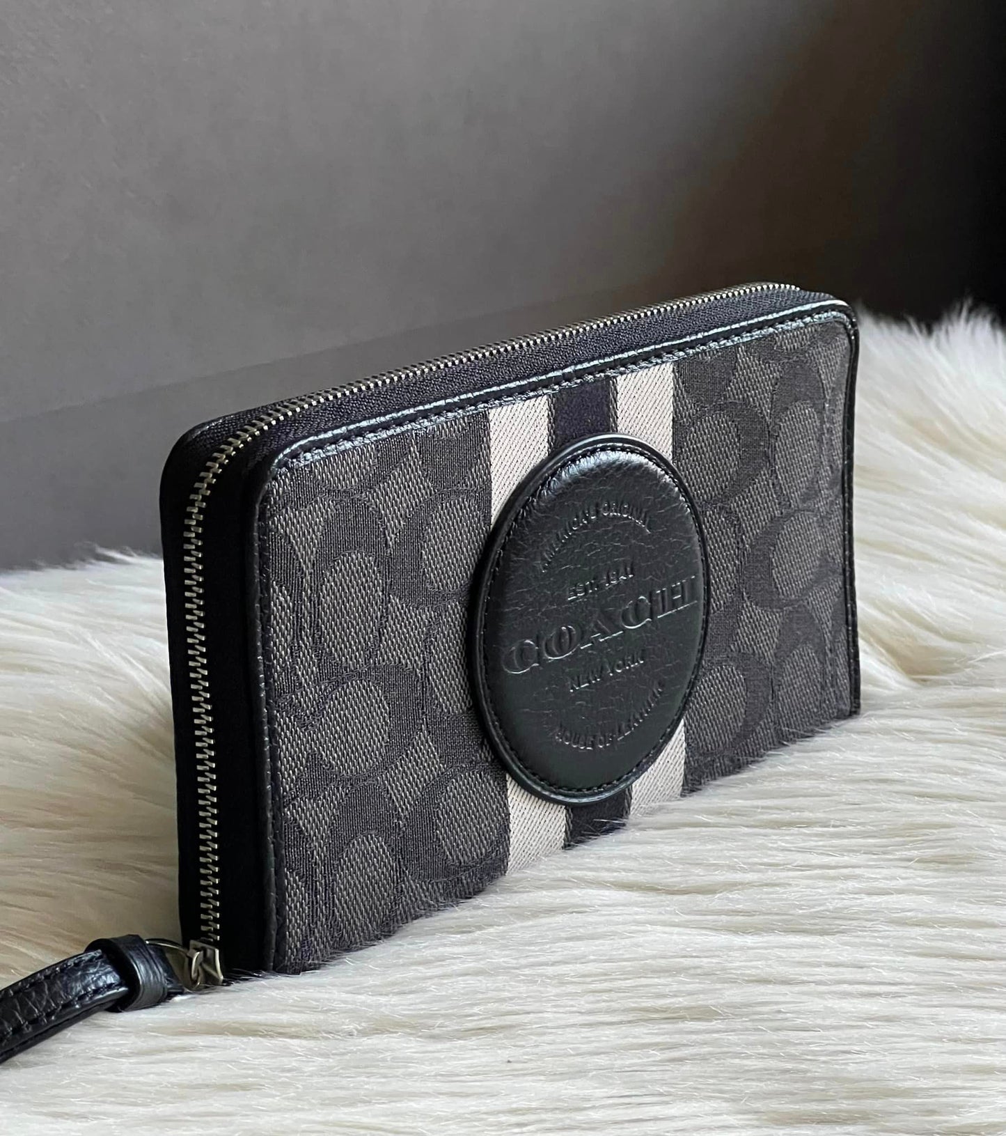 Coach Dempsey Large Phone Wallet In Signature Jacquard With Stripe And Coach Patch