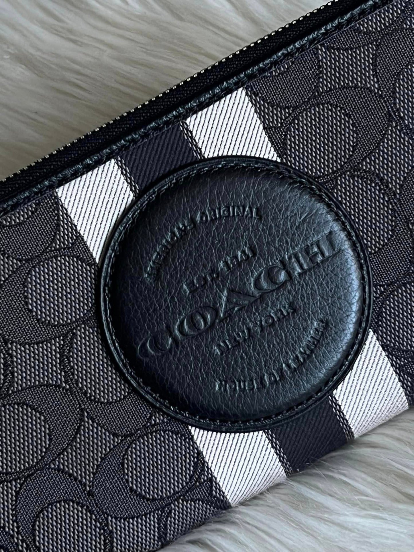 Coach Dempsey Large Phone Wallet In Signature Jacquard With Stripe And Coach Patch