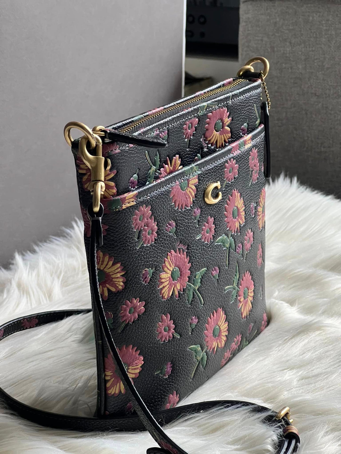 Coach Kitt Messenger Crossbody Bag with Floral Print