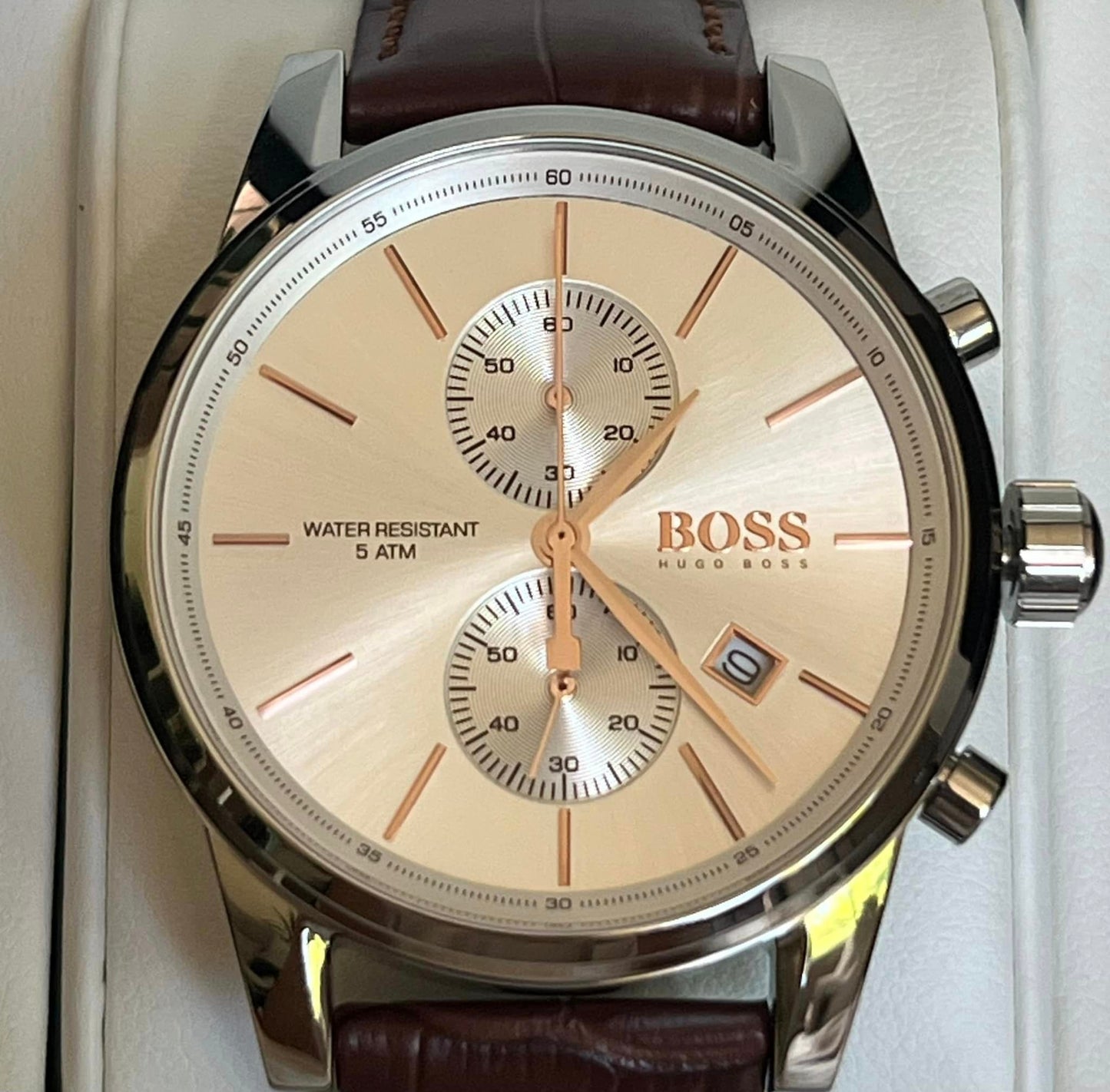 Hugo Boss Men’s Chronograph Leather Strap Quartz Watch