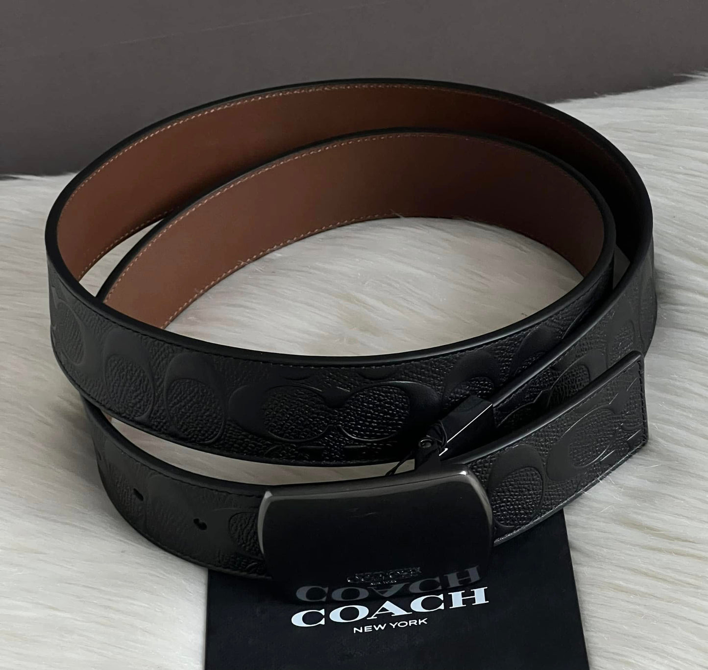 Coach Plaque Buckle Cut to Size Reversible Belt