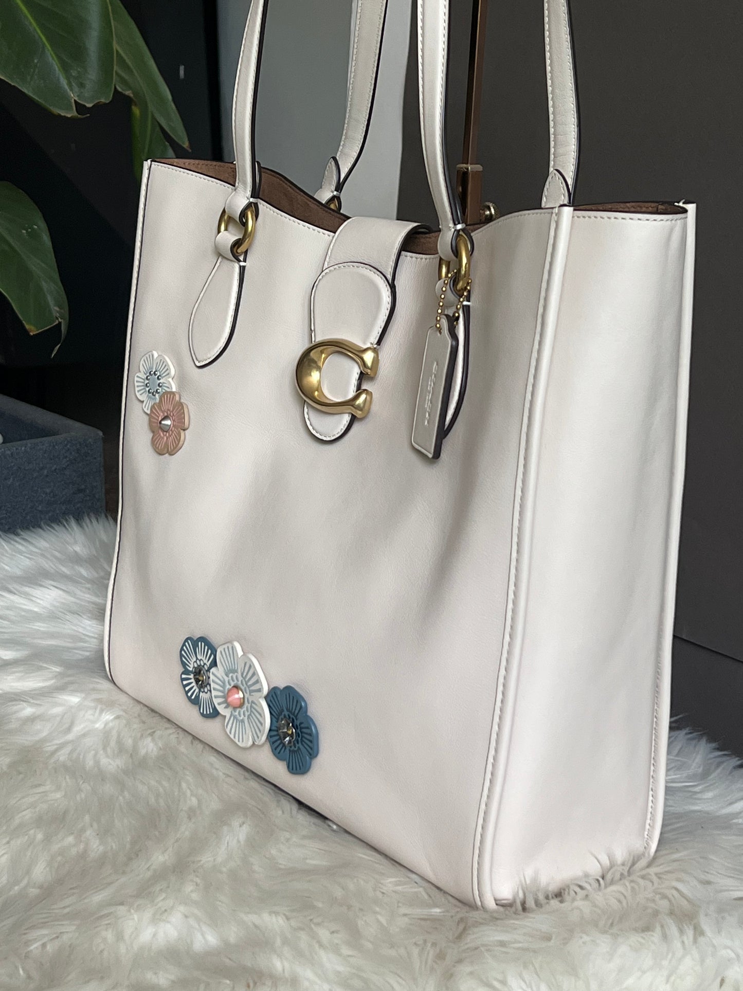 Coach Theo Tote with Tea Rose Charms