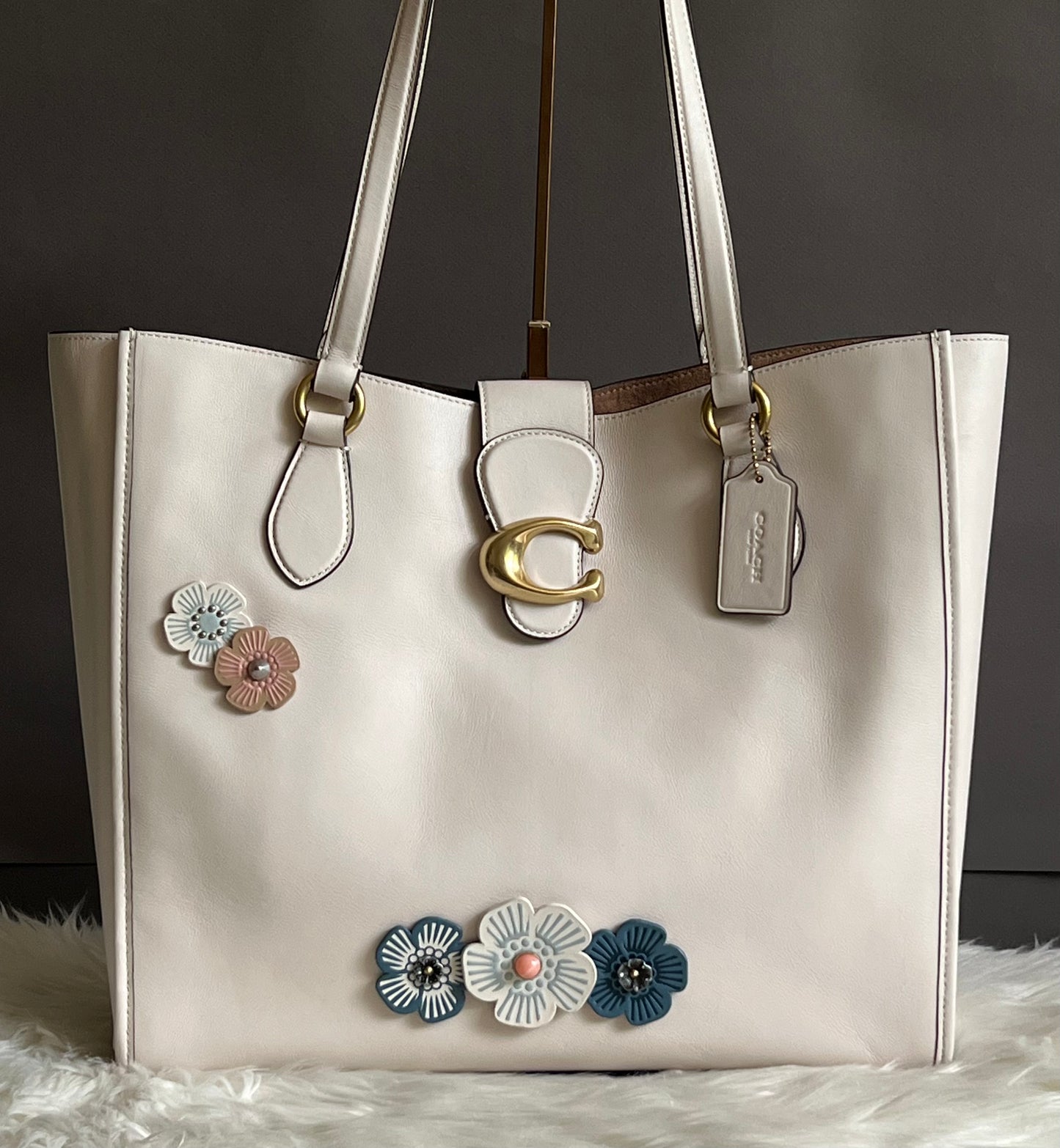 Coach Theo Tote with Tea Rose Charms