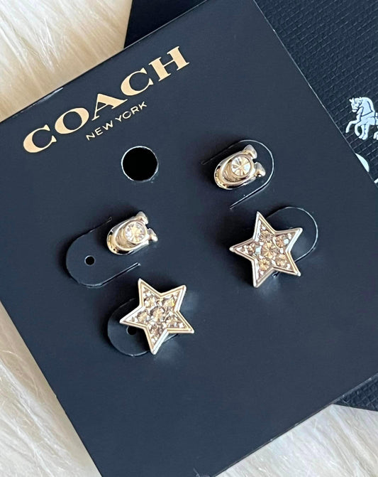 Coach Signature and Pave Star Stud Earrings