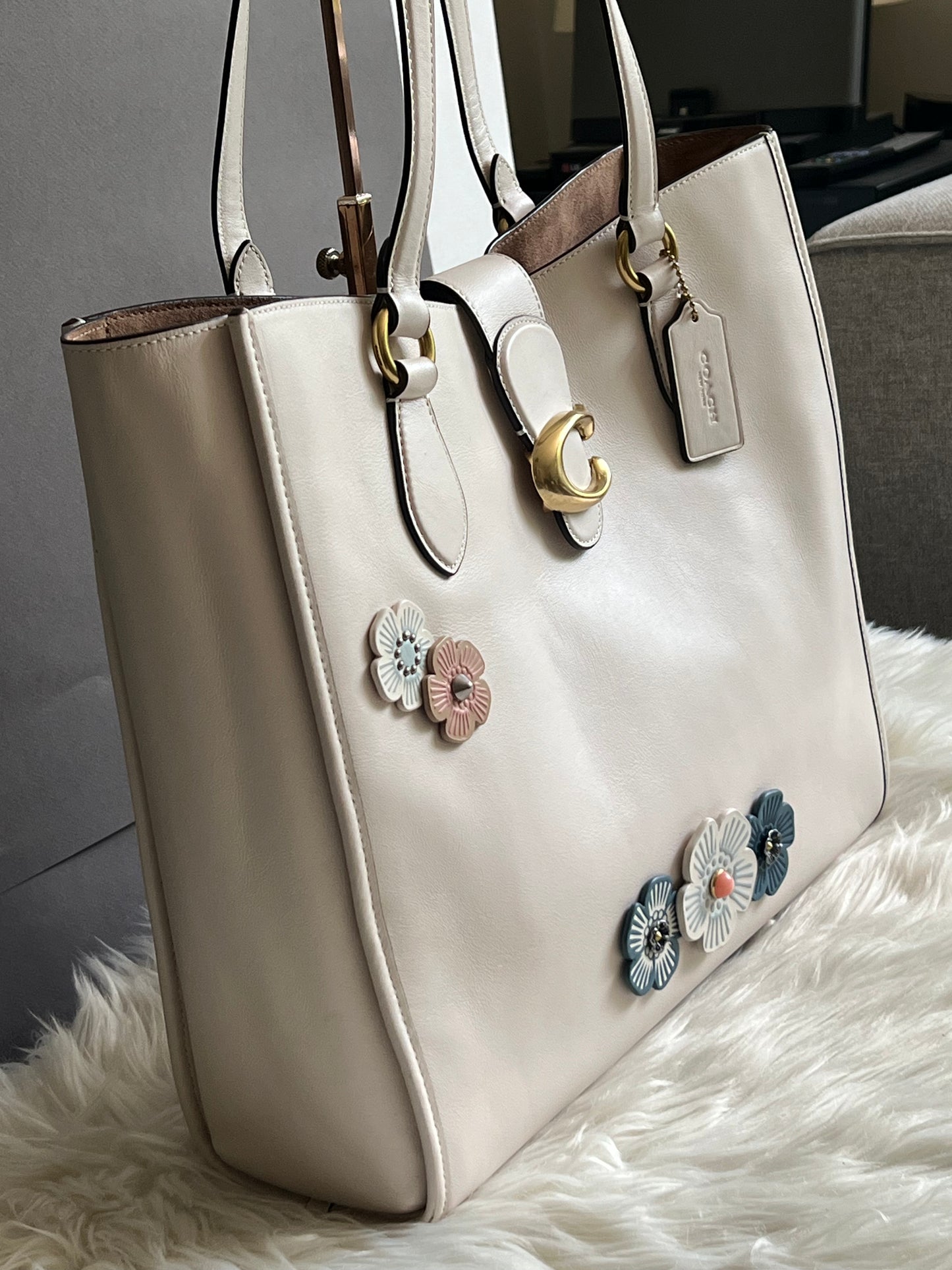 Coach Theo Tote with Tea Rose Charms