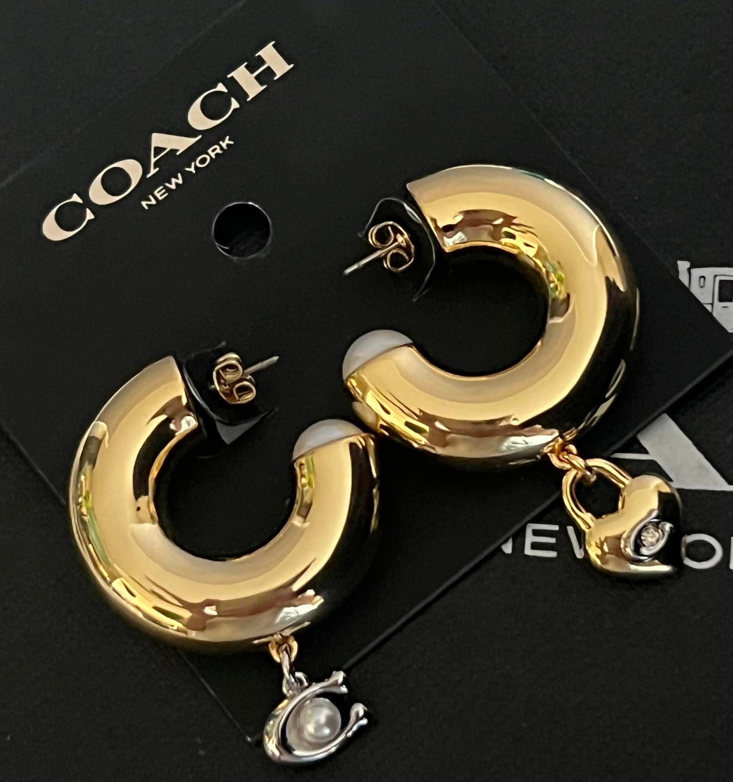 Coach Signature Heart Chubby Hoop Earrings