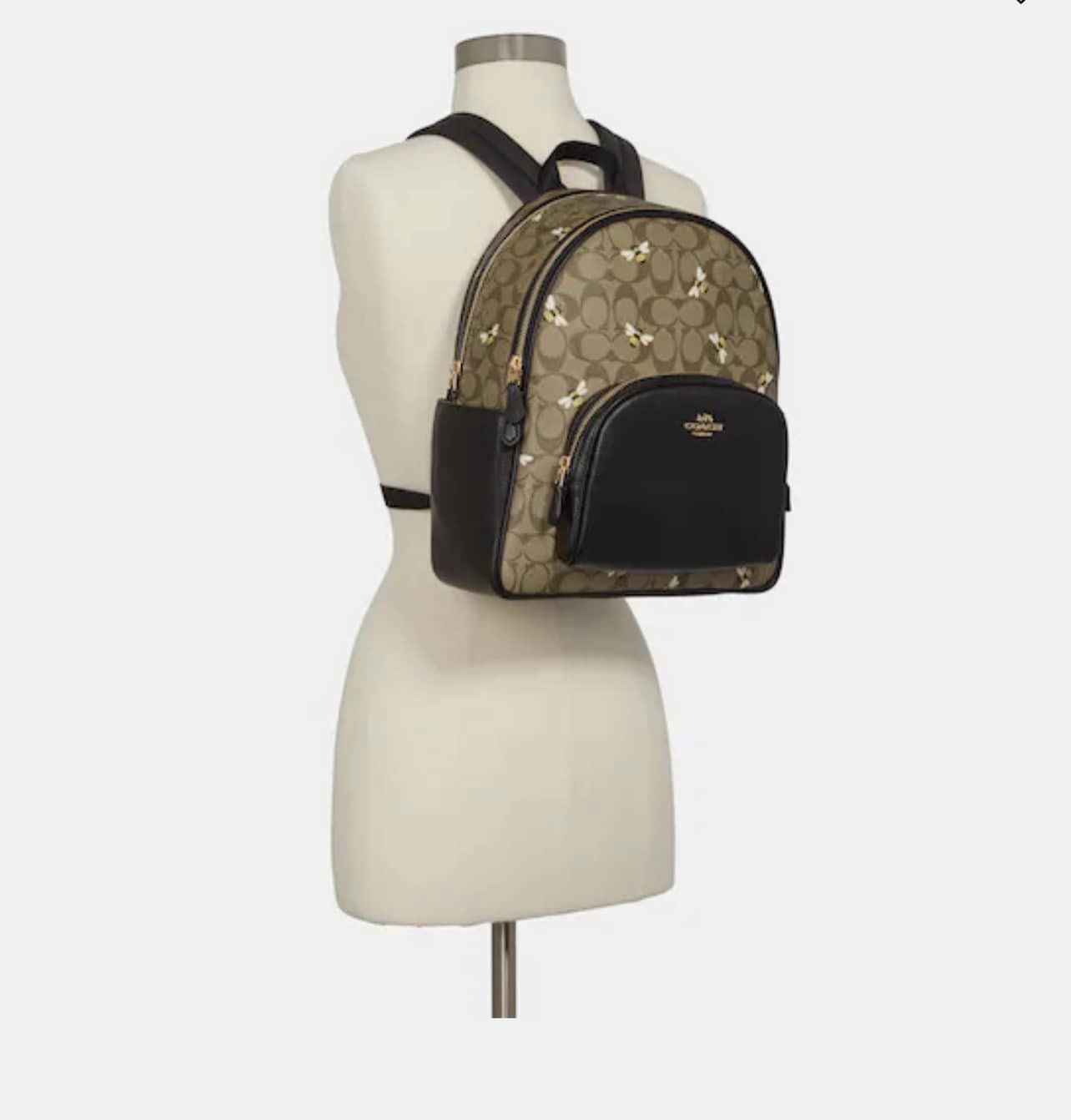 Coach Court Backpack In Signature Canvas With Bee Print