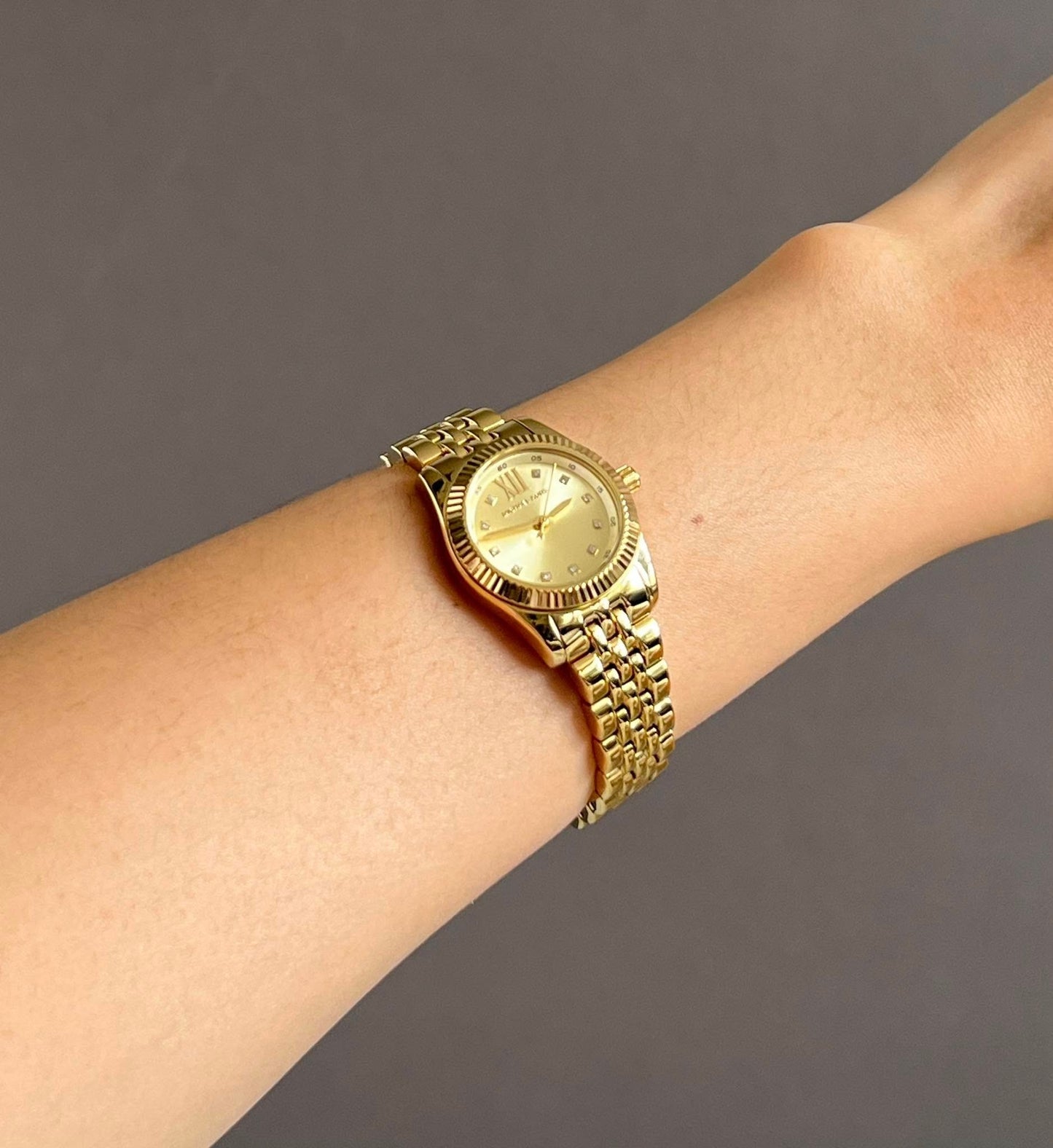 Michael Kors Women’s Petite Lexington Pave Gold-Tone Watch